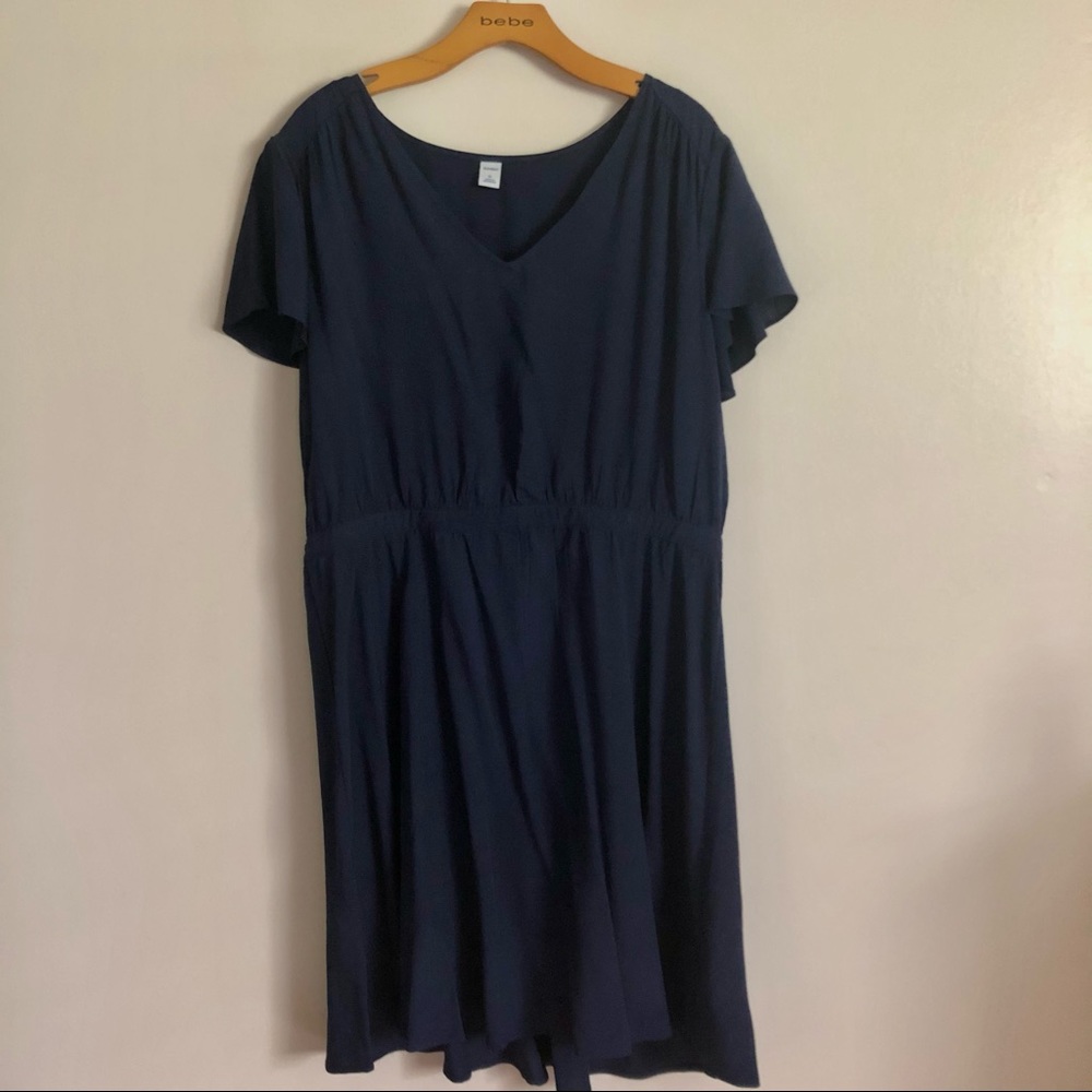 Old Navy Dark Blue Flutter Sleeve Dress